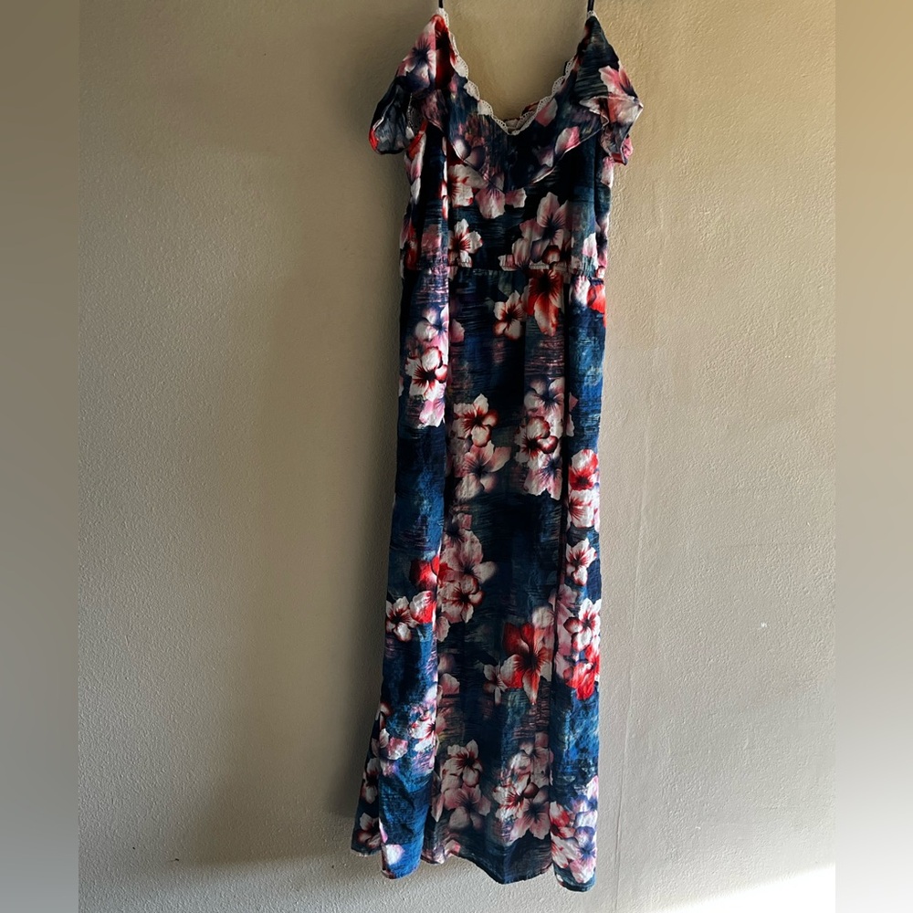 Floral Maxi Dress in Blue and Red